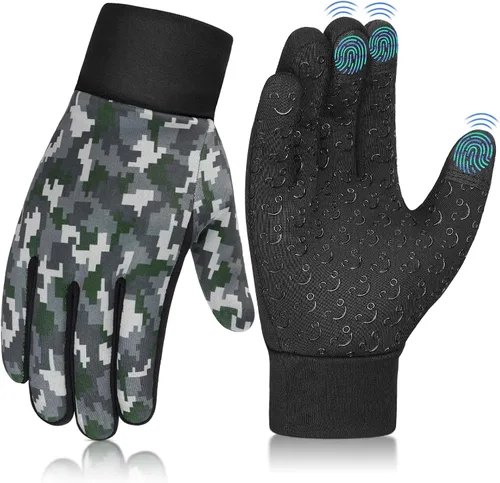 AOTOW Guantes deportivos cálidos de invierno para niños, para clima frío, térmico, para nieve, pantalla táctil, para niños y niñas