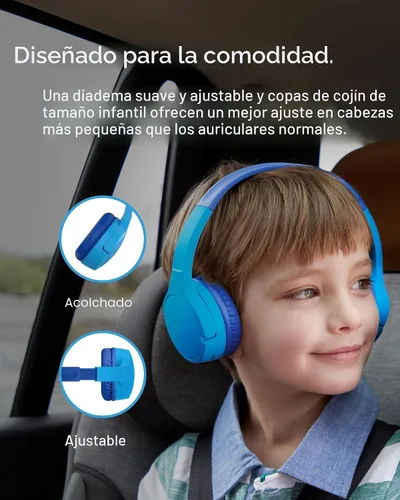 Miniatura 6 de Belkin SoundForm Mini - Auriculares inalámbricos Bluetooth para niños, batería de 30 horas, límite de volumen seguro de 85 dB, micrófono integrado