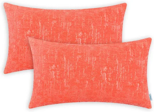 Miniatura 28 de CaliTime Juego de 2 fundas de cojín de felpilla súper suaves teñidas de mármol jacquard para sofá, decoración de casa rural, 18 x 18 pulgadas