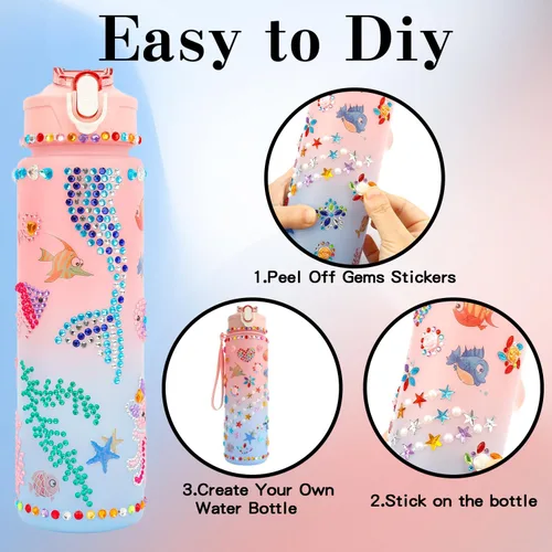 Miniatura 6 de Regalos para niñas de 4 a 12 años, decora tus propios kits de botellas de agua para niños de 4 a 6 a 8 a 10 años, regalos de cumpleaños de Pascua