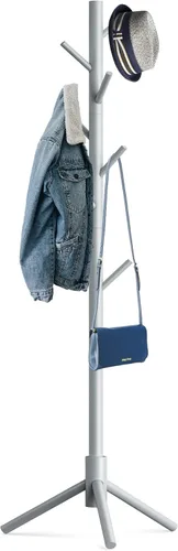 Miniatura 12 de Hupmad Perchero de árbol de madera, perchero resistente independiente con 8 ganchos, 3 alturas ajustables para niños y adultos, perchero de madera
