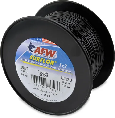 Miniatura 78 de Alambre de pesca americano Surflon recubierto de nailon 1x7 de acero inoxidable, línea líder de pesca para agua salada, prueba de 10 libras - prueba