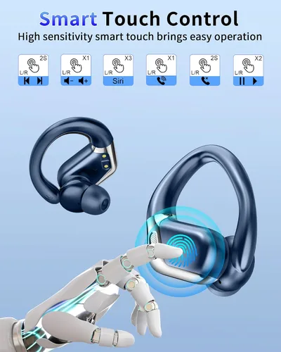 Miniatura 7 de Auricular Inalámbrico, Auriculares Bluetooth 5.4 IP7 Impermeables para Deporte, Auriculares Inalámbricos de 50H para Correr con Micrófono ENC