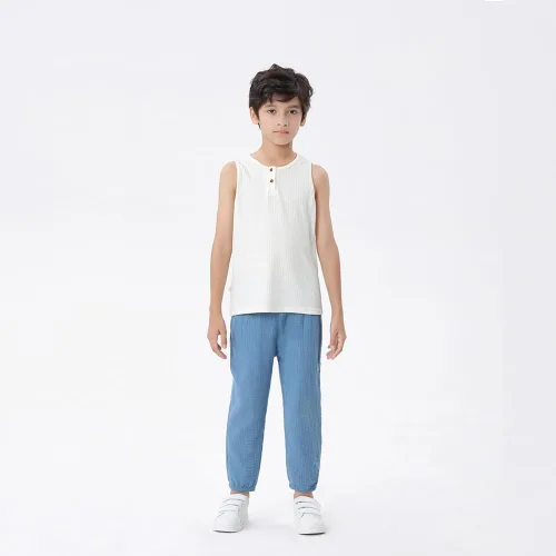 Miniatura 2 de GFQLONG Paquete de 3 pantalones casuales básicos lisos para bebé, verano, otoño, cómodos, de algodón y lino, paquete de 3