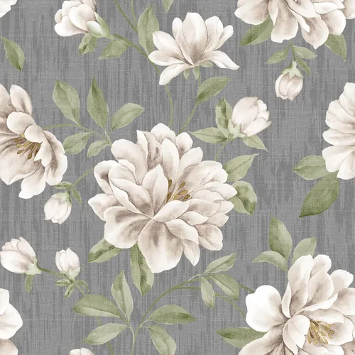 VaryStyle Papel tapiz vintage de peonía floral de 17.7 x 118 pulgadas, papel tapiz floral gris y blanco para dormitorio, baño, autoadhesivo,