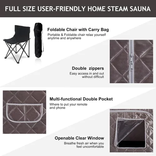 Miniatura 3 de Smartmak Sauna de vapor portátil, spa personal de cuerpo completo, tienda de campaña de sauna plegable con generador de vapor grande de 3L y 1000 W