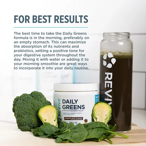 Miniatura 5 de Revive MD Daily Green Powder Superfood (chocolate) – Supergreens Polvo para apoyar los niveles de energía – Jugo verde que mejora la ingesta