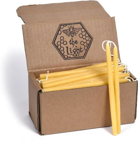 Miniatura 25 de Velas de Cera de Abeja 100% Puras - Velas Decorativas y Sumergidas Naturales Hechas a Mano, Insípidas y Sin Humo para Navidad, Adviento y Janucá