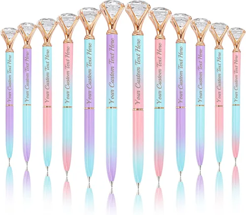 Bolígrafos personalizados de diamantes grandes, bolígrafo de cristal grabado personalizado con logotipo de nombre, bolígrafo de lujo personalizado,
