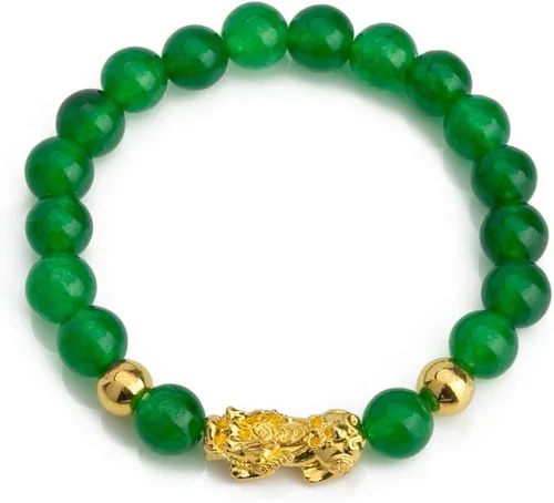 Miniatura 4 de ZenBless Fengshui - Pulsera de jade de porsperidad con dije de la suerte Feng Shui de obsidiana negra, regalo para hombres y mujeres con chapado