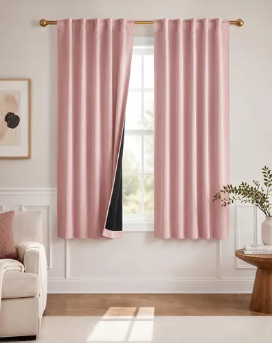Miniatura 28 de PONY DANCE Cortinas opacas 100% cortas de 24 pulgadas de largo, medias cortinas con aislamiento térmico para ventanas pequeñas con parte trasera
