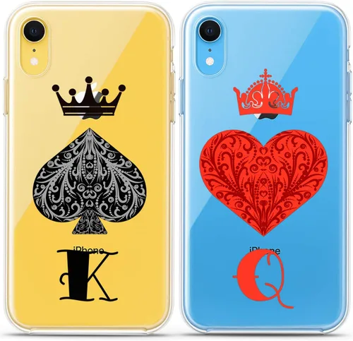 Miniatura 7 de Fundas a juego para parejas compatibles con iPhone 15 14 13 12 11 Pro Max Mini Xs 6s 8 Plus 7 Xr 10 SE 5 King Queen Spades Hes rojo negro encantador
