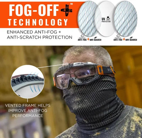 Miniatura 4 de Ergodyne Skullerz Modi - Gafas protectoras de seguridad OTG, ventilación indirecta, antiniebla, resistentes a los arañazos