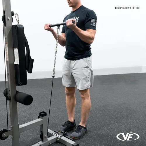 Miniatura 8 de Valor Fitness Máquina de cable de fila baja y desplegable LAT - Sistema de doble polea con carga de placa para entrenamiento de fuerza