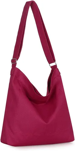 Miniatura 164 de Covelin - Bolsa de hombro informal de lona para mujer, estilo bohemio y retro, bolsa de mano, bolso cruzado, tamaño grande
