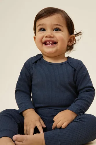 Miniatura 16 de MORI Body unisex de manga larga para bebé de viscosa de bambú y algodón orgánico, cómodo mameluco para niños y niñas