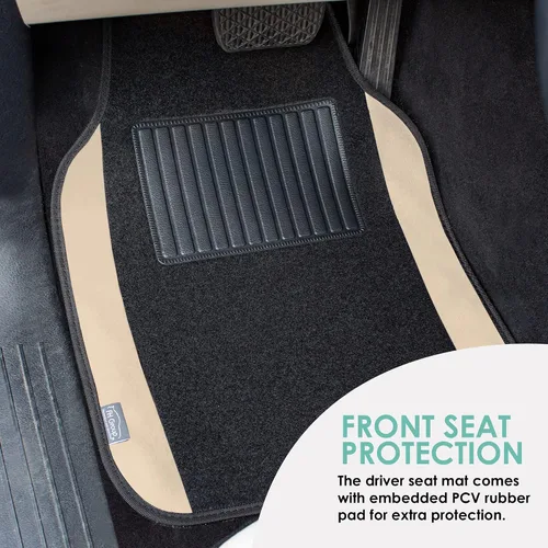 Miniatura 4 de TLH Alfombrillas para Automóvil, Juego Completo de Alfombrillas de Alfombra con Bordes de Color Beige para Coches, Protección para Todo Tipo