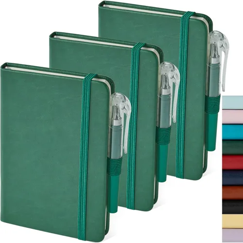 Miniatura 19 de Paquete de 3 cuadernos rayados con bolígrafo, cuadernos A5 (5.7 x 8.4 pulgadas) de tapa dura de cuero para mujeres y hombres, trabajo, 160 páginas