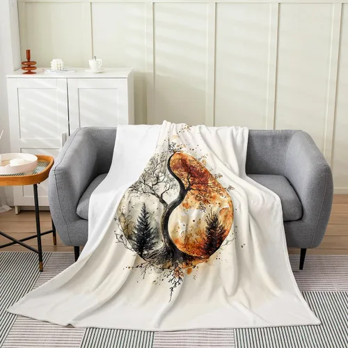 Miniatura 9 de Erosebridal Sketch Tree Flannel Blanket 40x50 Inch Vintage Farmhouse Fleece Blanket Grey Minimalist Mid Century Fuzzy Plush Throw French Country