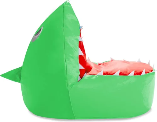 Posh Creations Silla de animales de peluche para niños, organizador de juguetes, funda grande de 30 pulgadas, puf para niños, tiburón verde