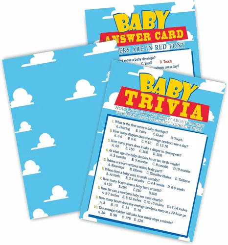 Miniatura 7 de Tarjetas de predicción y consejos para baby shower, tema de cielo y nubes, tarjetas de juego de doble cara de 5 x 7 pulgadas para regalos de fiesta