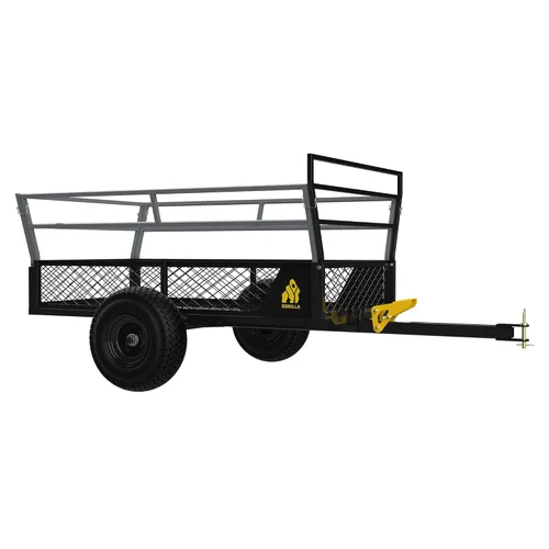 Gorilla Carts Remolque ATV de alta resistencia, cama grande de 25 pies cúbicos, capacidad de carga de 1400 libras, color negro, carrito volquete de