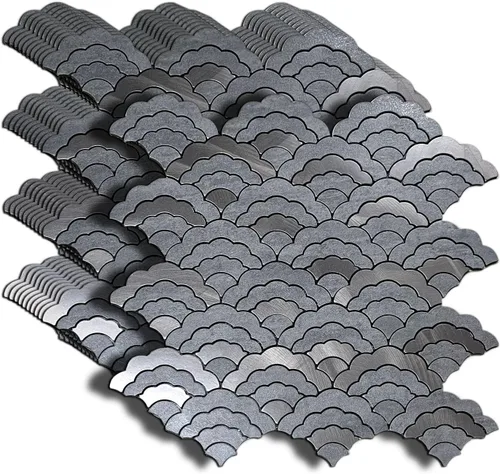 Miniatura 7 de XUANINY - 11 hojas de azulejos autoadhesivos para salpicaduras de metal, mosaico de aluminio en forma de nube 3D con adhesivo para decoración