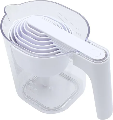 Miniatura 11 de COOK WITH COLOR Juego de tazas medidoras - 9 piezas. Tazas medidoras anidables y apilables para líquidos, tazas medidoras para secos y cucharas