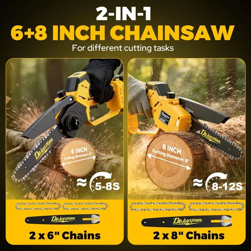 Miniatura 6 de Mini motosierra inalámbrica compatible con batería Dewalt de 20 V máximo, motosierra eléctrica pequeña de 6 y 8 pulgadas, sin escobillas, engrasador
