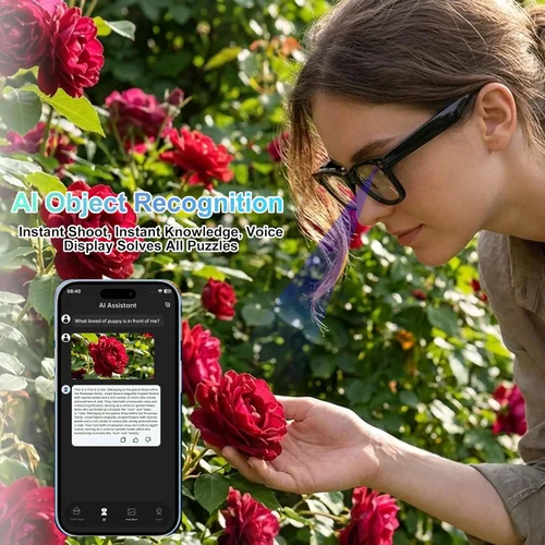 Miniatura 5 de Lentes inteligentes AI con cámara HD de 8 MP para hombres y mujeres, 1080P, para grabación de video, traducción en tiempo real, audio de oído