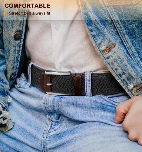 Miniatura 6 de BULLIANT Cinturón elástico para hombre, cinturón trenzado de regalo para hombre, 1 38 para golf, pantalones casuales, camisas, jeans