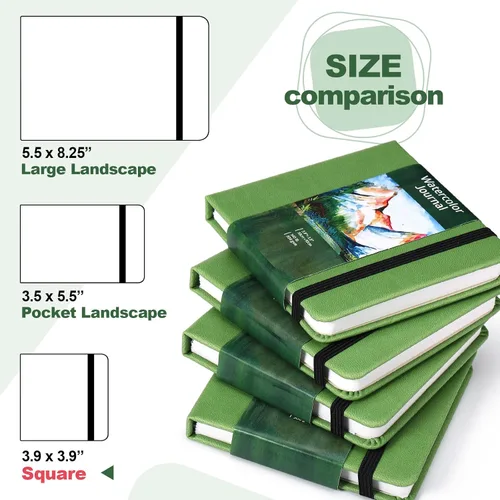 Miniatura 4 de Dispowreath Juego de 4 cuadernos de bocetos de acuarela con bolígrafos de pincel de acuarela, papel de algodón de 300 GSM, cuaderno portátil