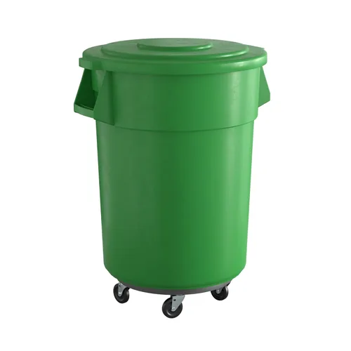 Miniatura 32 de Bote de basura comercial redondo gris de 32 galones con tapa y carrito