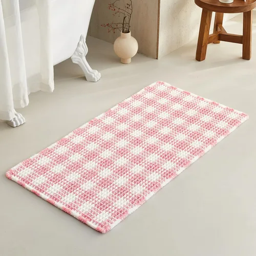 Miniatura 46 de TYUU Tapete de baño estilo gofre, tapete de baño bohemio, antideslizante, lavable, súper absorbente, de secado rápido, bonito tapete de baño