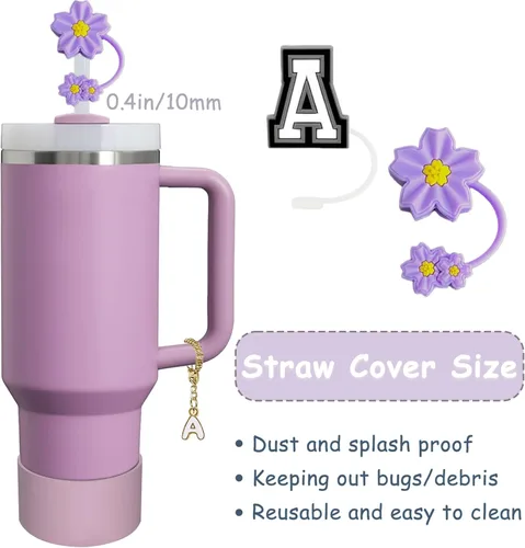 Miniatura 2 de Conjunto de accesorios para taza Stanley, incluye 2 piezas de cubierta de pajita de 0.4 pulgadas, 1 juego de tapón a prueba de derrames de silicona
