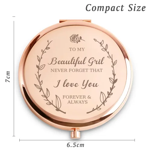Miniatura 3 de Regalos para niñas, regalos personalizados para hija, espejo compacto grabado personalizado para rellenar calcetines de Navidad, cumpleaños secreto