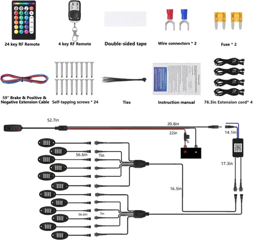 Miniatura 7 de 12 vainas RGB LED Rock Lights para camiones, carrito de golf, camioneta, todoterreno, RV, UTV, ATV, SUV, kit impermeable multicolor para autos