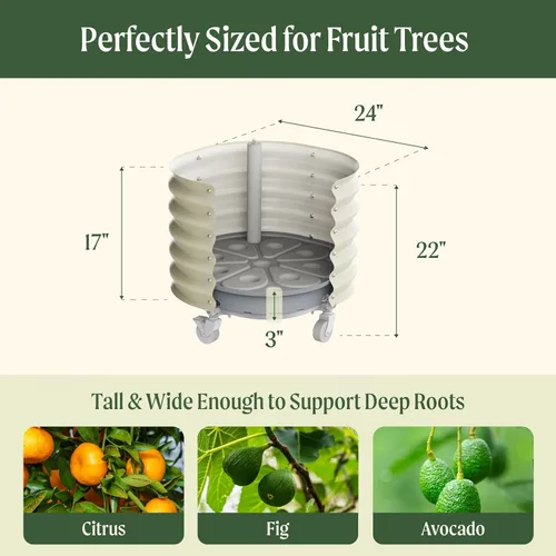 Miniatura 4 de Maceta de metal rodante para árboles cítricos Gen 2, maceta redonda grande con riego automático para cultivar árboles, tomates, plantas y flores al