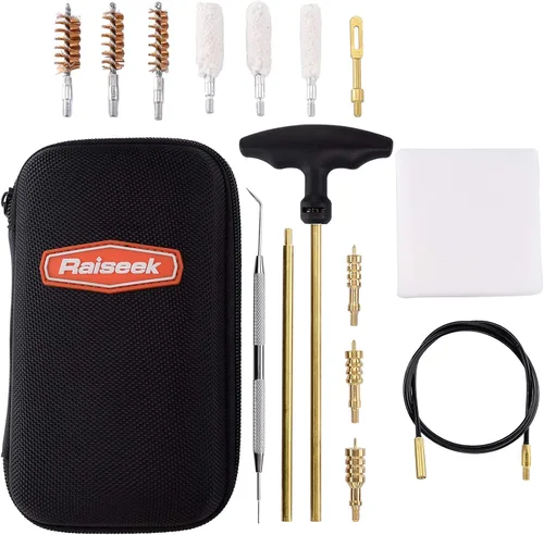 Miniatura 2 de Raiseek Kit de limpieza de pistola de calibre .357 Kit de limpieza de pistola de 0.354 in Kit de limpieza de pistola, cepillo y mordaza Negro