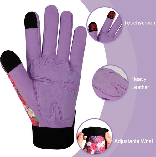 Miniatura 4 de Guantes de jardinería para mujer, de cuero resistente, a prueba de espinas, guantes de trabajo para mujer