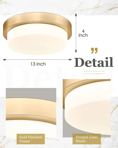 Miniatura 4 de Lámpara de techo de montaje empotrado dorada, 13 pulgadas, accesorios de iluminación de techo para dormitorio, pasillo, cocina