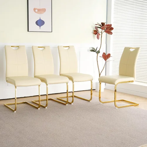 Miniatura 25 de Juego de 2 sillas de comedor, modernas sillas de cocina con respaldo alto con patas de metal y asiento acolchado de piel sintética, sillas de Negro