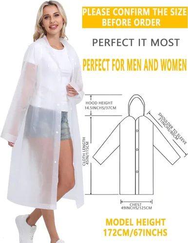 Miniatura 18 de 2 abrigos de lluvia de Borogo para adultos, chaquetas de lluvia reutilizables para hombres y mujeres