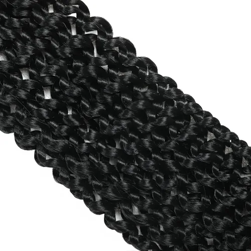 Miniatura 7 de Paquete de 7 paquetes de cabello Passion Twist de 18 pulgadas, cabello ondulado de ganchillo previamente enrollado, trenzas bohemias para mujeres