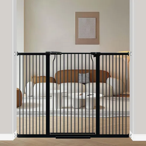 Miniatura 28 de Puerta de bebé extra alta de 40.5 pulgadas para puertas, puerta extra ancha para mascotas de 40.6 a 49.1 pulgadas, sin taladro, barrera de espacio