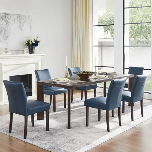 Miniatura 16 de Watson & Whitely Juego de 6 Sillas de Comedor Tapizadas, Sillas de Comedor de Tela sin Brazos con Patas de Madera Maciza y Respaldo para Cocina