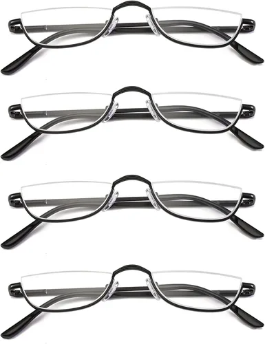 Miniatura 2 de Gafas de Lectura de Media Montura - 4 Pares de Gafas con Marco de Metal de Media Montura con Bisagra de Resorte Lectores para Hombres y Mujeres
