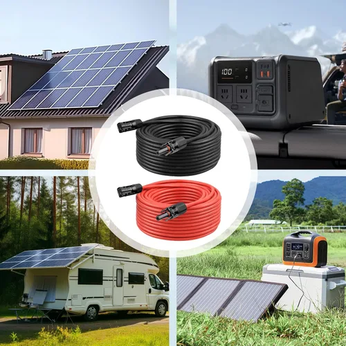 Miniatura 6 de Cable de extensión solar de 10 AWG de 2 pies negro + 2 pies de rojo, cable de panel solar de calibre 10 macho a hembra, alambre de cobre estañado
