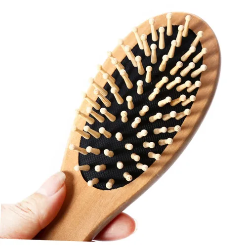 Miniatura 2 de FRCOLOR Peine de madera Cepillo de ventilación de pelo masajeador cuero cabelludo desenredante antiestático 6.9x3.5x1.0 in