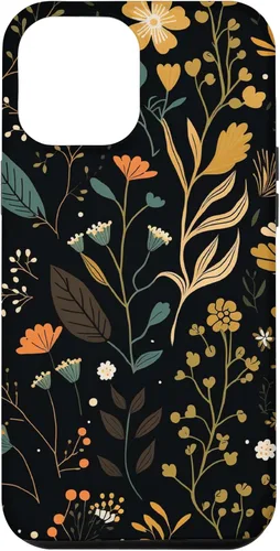 Miniatura 26 de Funda negra para iPhone 12/12 Pro con diseño floral, estética, simple, bohemio, moderno, flores botánicas